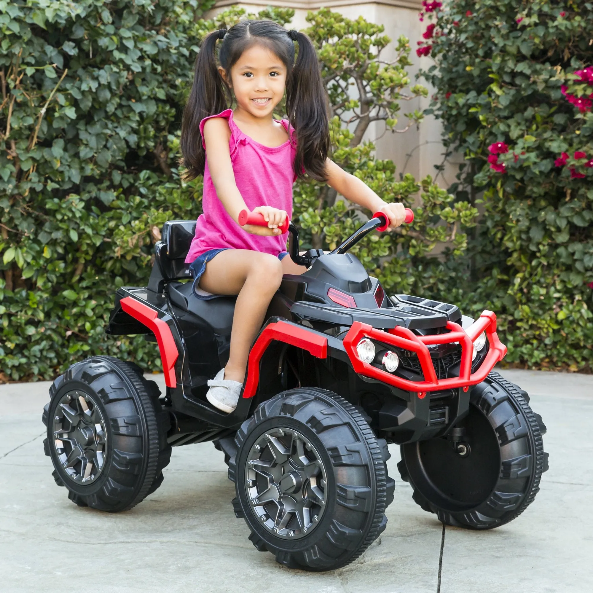 12V Kids 4-Wheeler Quad ATV Ride-On Car w/ 3.7mph Max, Headlights, AUX