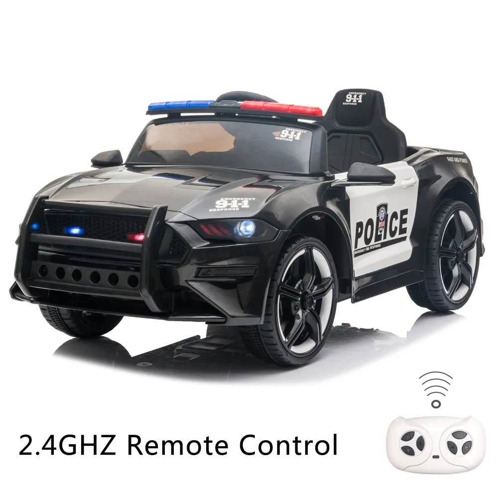 12V Kids Ride On Car ,Police sports car, 2.4GHZ Remote Control, LED Lights