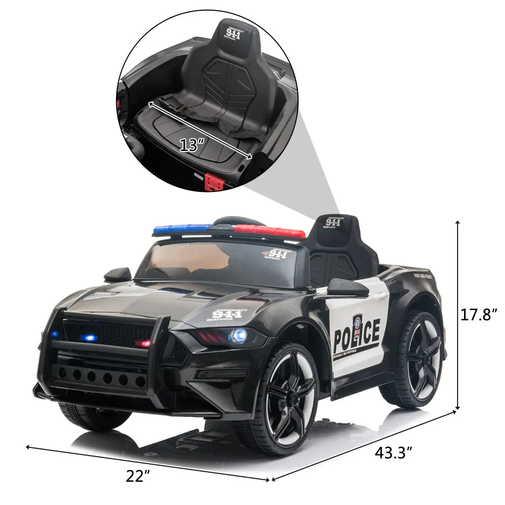 12V Kids Ride On Car ,Police sports car, 2.4GHZ Remote Control, LED Lights