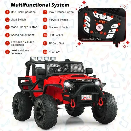 12V Kids Ride On Truck RC Motorized Car with Spring Suspension and MP3 -Red