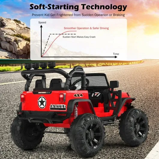 12V Kids Ride On Truck RC Motorized Car with Spring Suspension and MP3 -Red