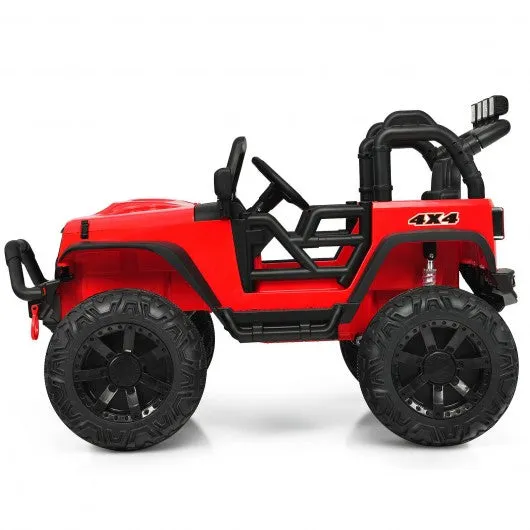 12V Kids Ride On Truck RC Motorized Car with Spring Suspension and MP3 -Red