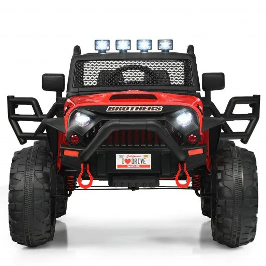 12V Kids Ride On Truck RC Motorized Car with Spring Suspension and MP3 -Red