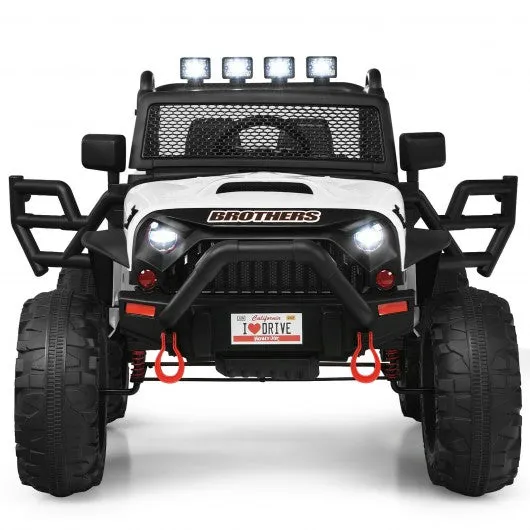 12V Kids Ride On Truck RC Motorized Car with Spring Suspension and MP3 -White