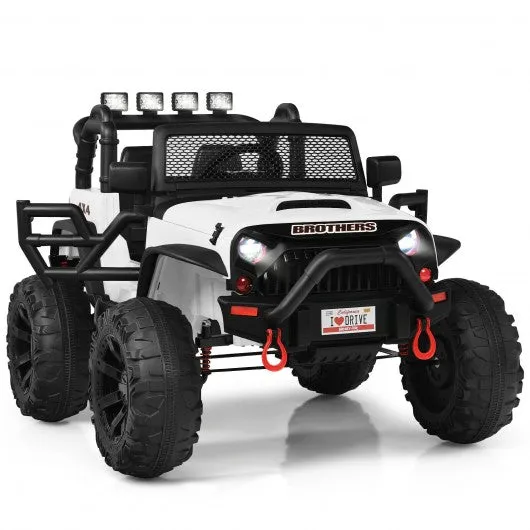 12V Kids Ride On Truck RC Motorized Car with Spring Suspension and MP3 -White