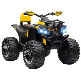 12V Quad Bike ATV with LED Lights, Music, for Boys Girls, Yellow