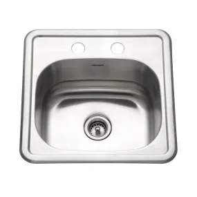 15-Inch Stainless Steel Topmount Bar Sink with Dual Faucet Holes