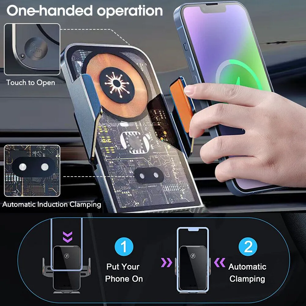 15W Car Wireless Charger Automatic Clamping Fast Charging Air Vent Phone Holder