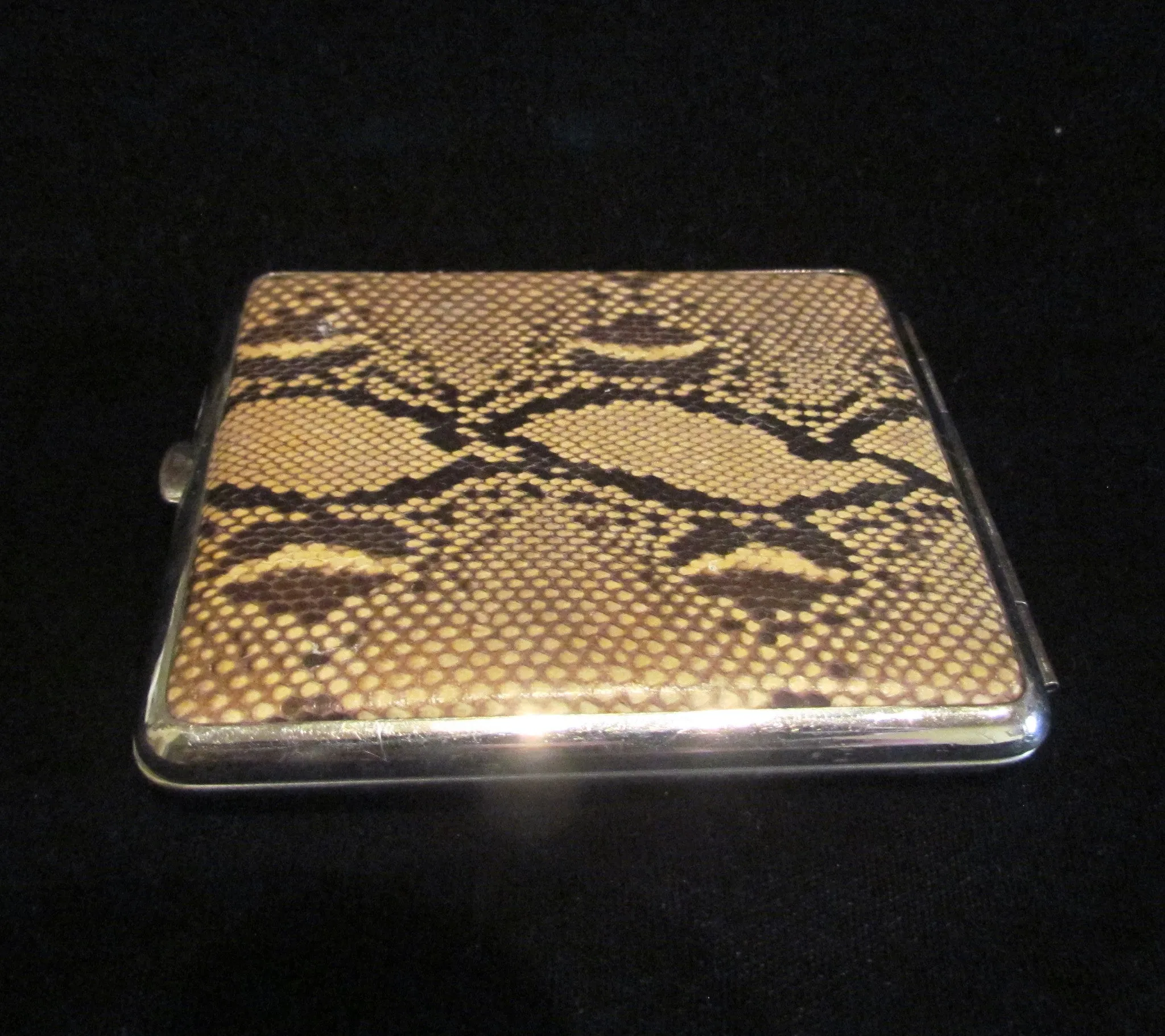 1930s Butterfly Wing And Snake Skin Cigarette Case Tropical Theme Excellent Condition