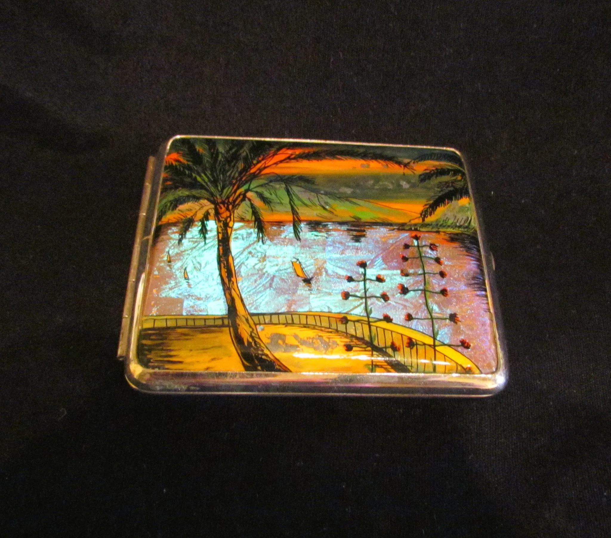 1930s Butterfly Wing And Snake Skin Cigarette Case Tropical Theme Excellent Condition