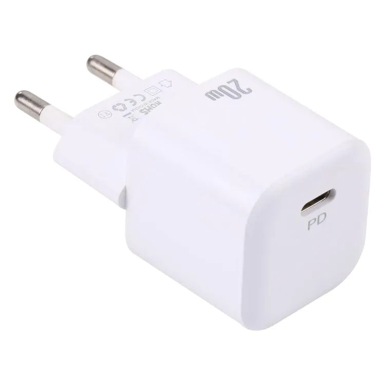 20W Fast Charging USB-C Charger with EU Plug - Compact and Portable Design