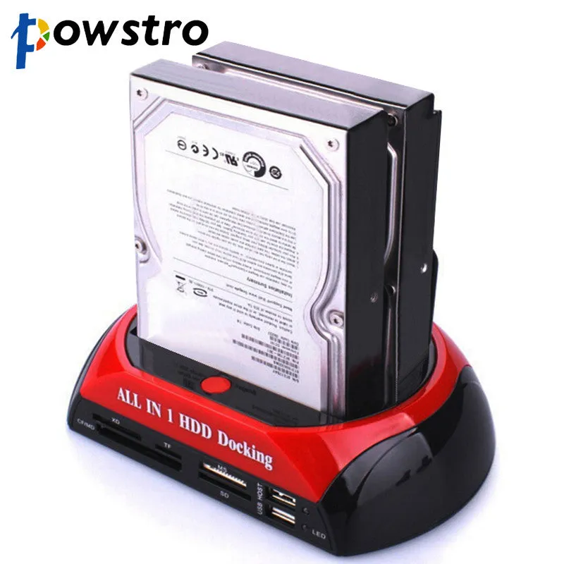 3.5" 2.5" SATA IDE 2 Double Dock HDD Docking Station e-SATA Hub External Storage Enclosure Parts EU US plug