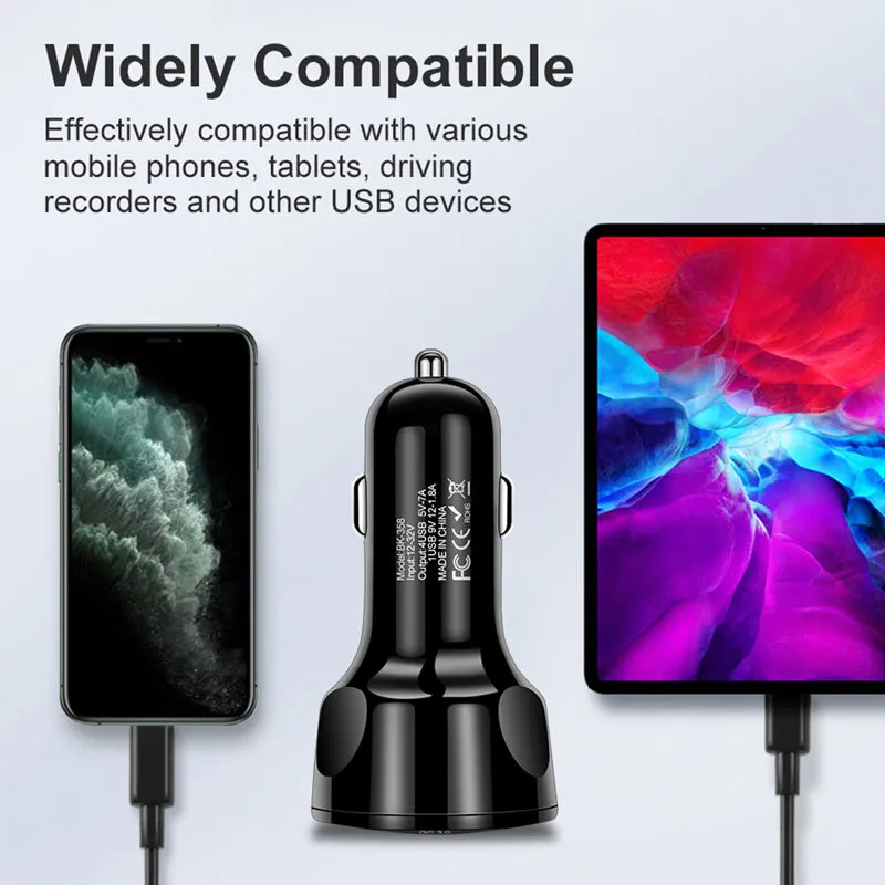 4 Ports USB Car Mini Fast Mobile Phone Charger