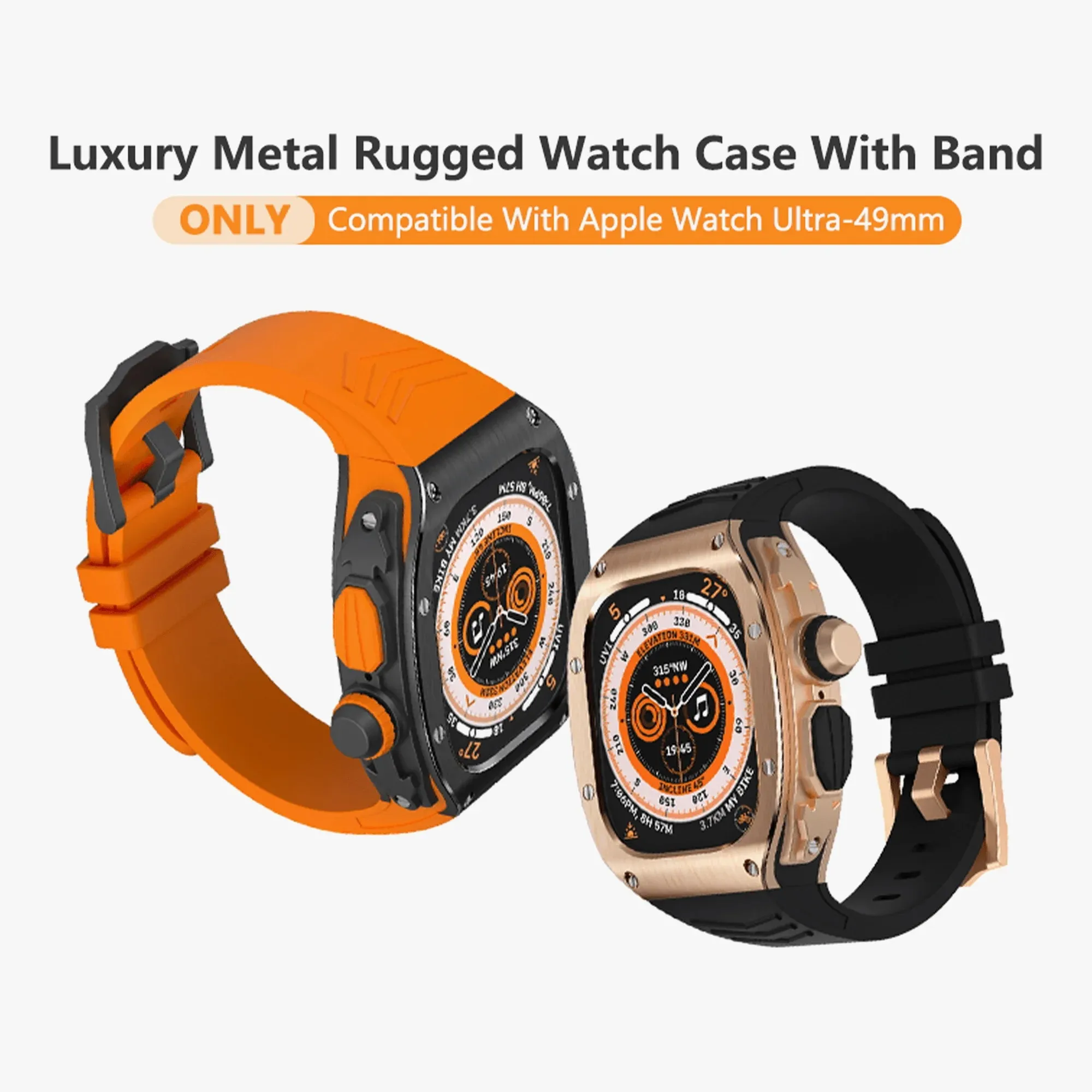 49MM Sport Edition Luxury Metal Case - Black & Orange