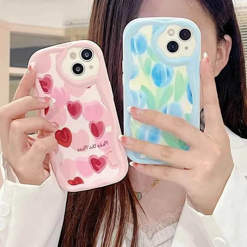 Abstract Floral Heart Cute Phone Case for iPhone 11, 12, 13, 14, 14 Plus, 7, 8, 8 Plus, X, XR, XS, XS Max