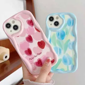 Abstract Floral Heart Cute Phone Case for iPhone 11, 12, 13, 14, 14 Plus, 7, 8, 8 Plus, X, XR, XS, XS Max