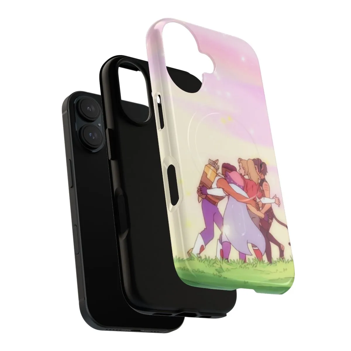 Adorable Cartoon Characters Hugging Magnetic Phone Case