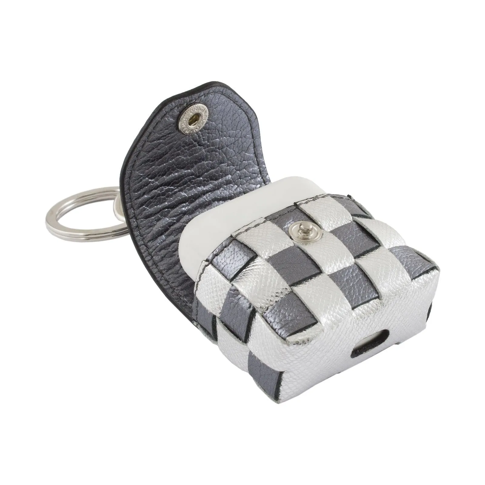 AirPods Case Keyring - Woven leather Silver