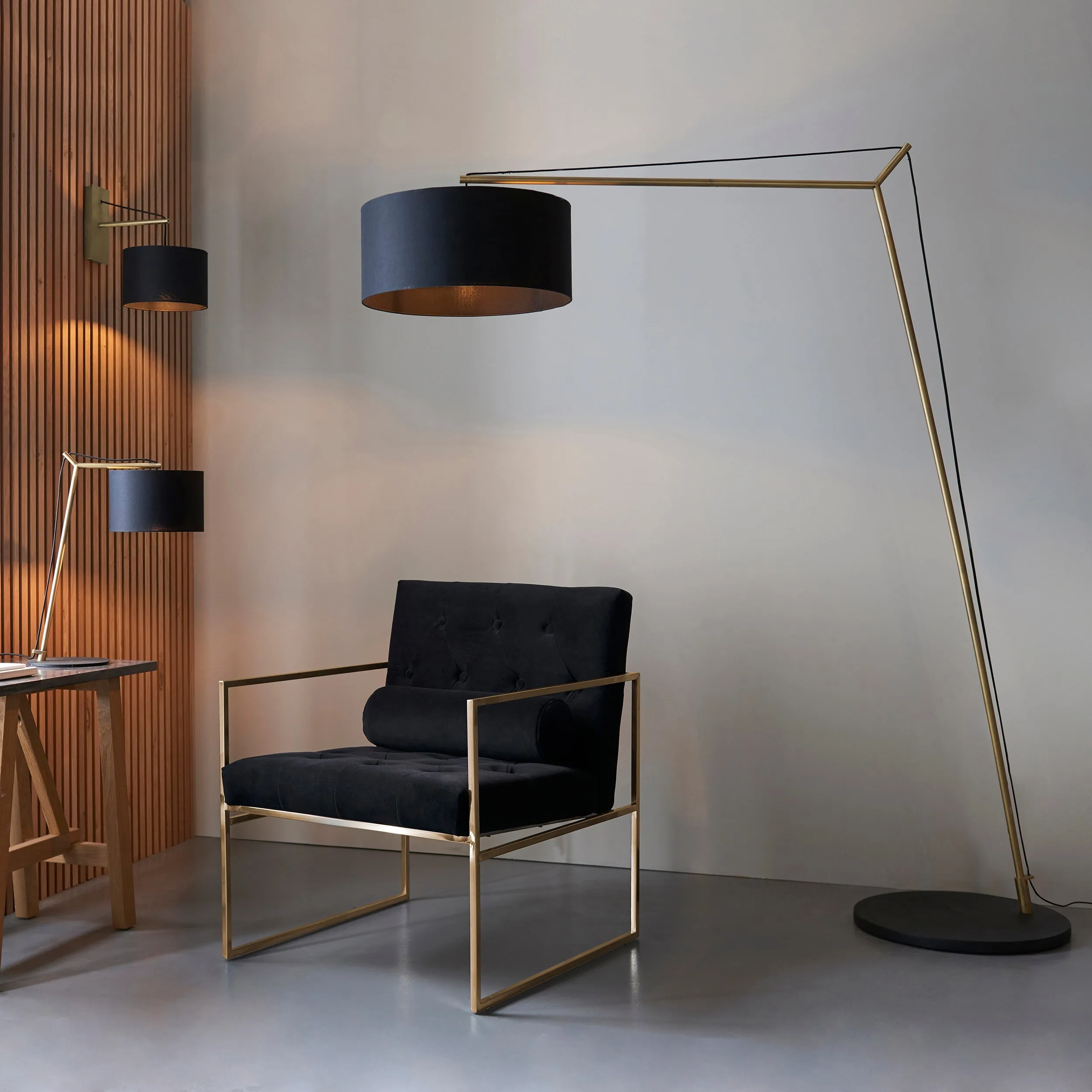 Amos Automic Wall Light Matt Brass & Black