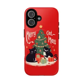 Amusing Cats Christmas Phone Case with Magnetic Tough Design