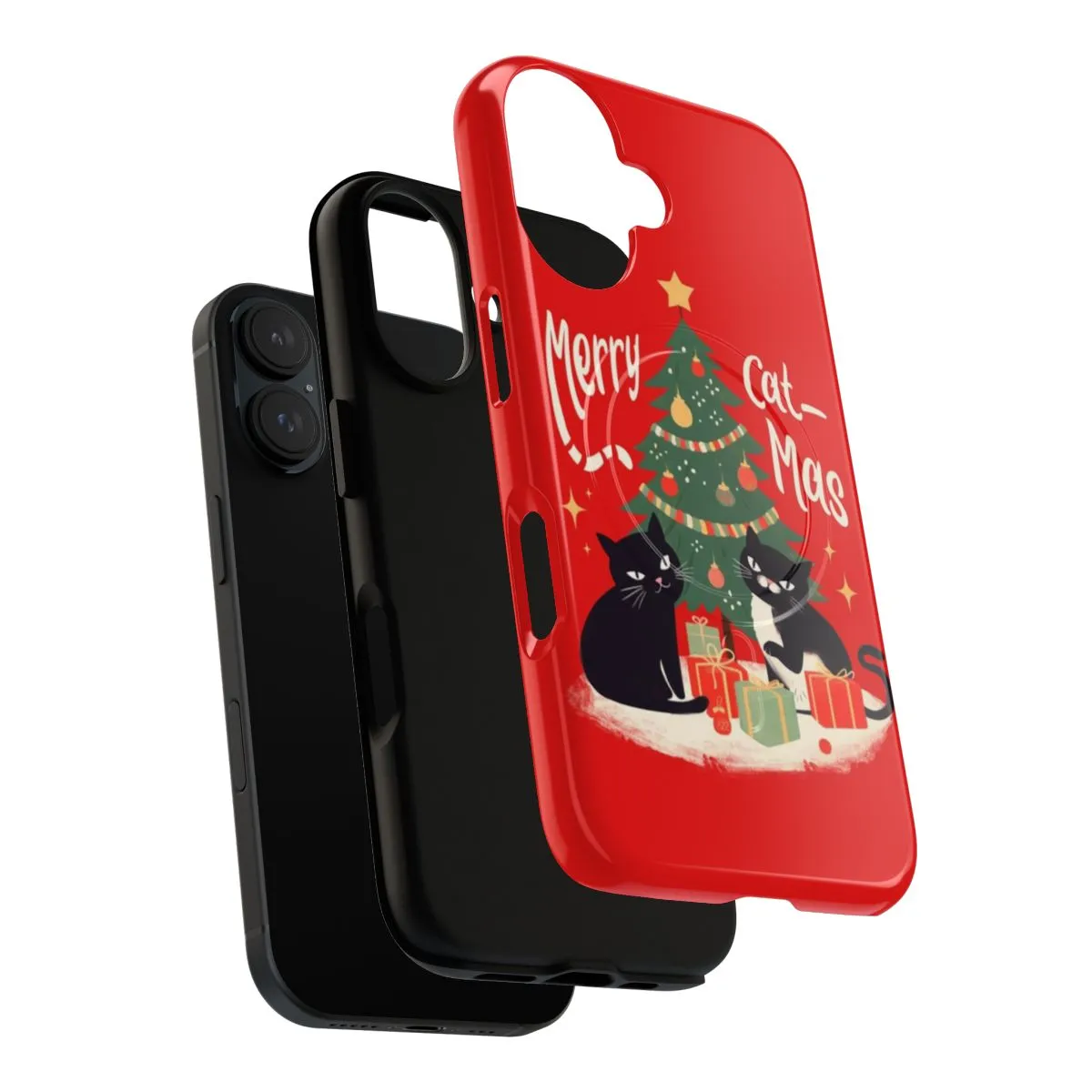 Amusing Cats Christmas Phone Case with Magnetic Tough Design