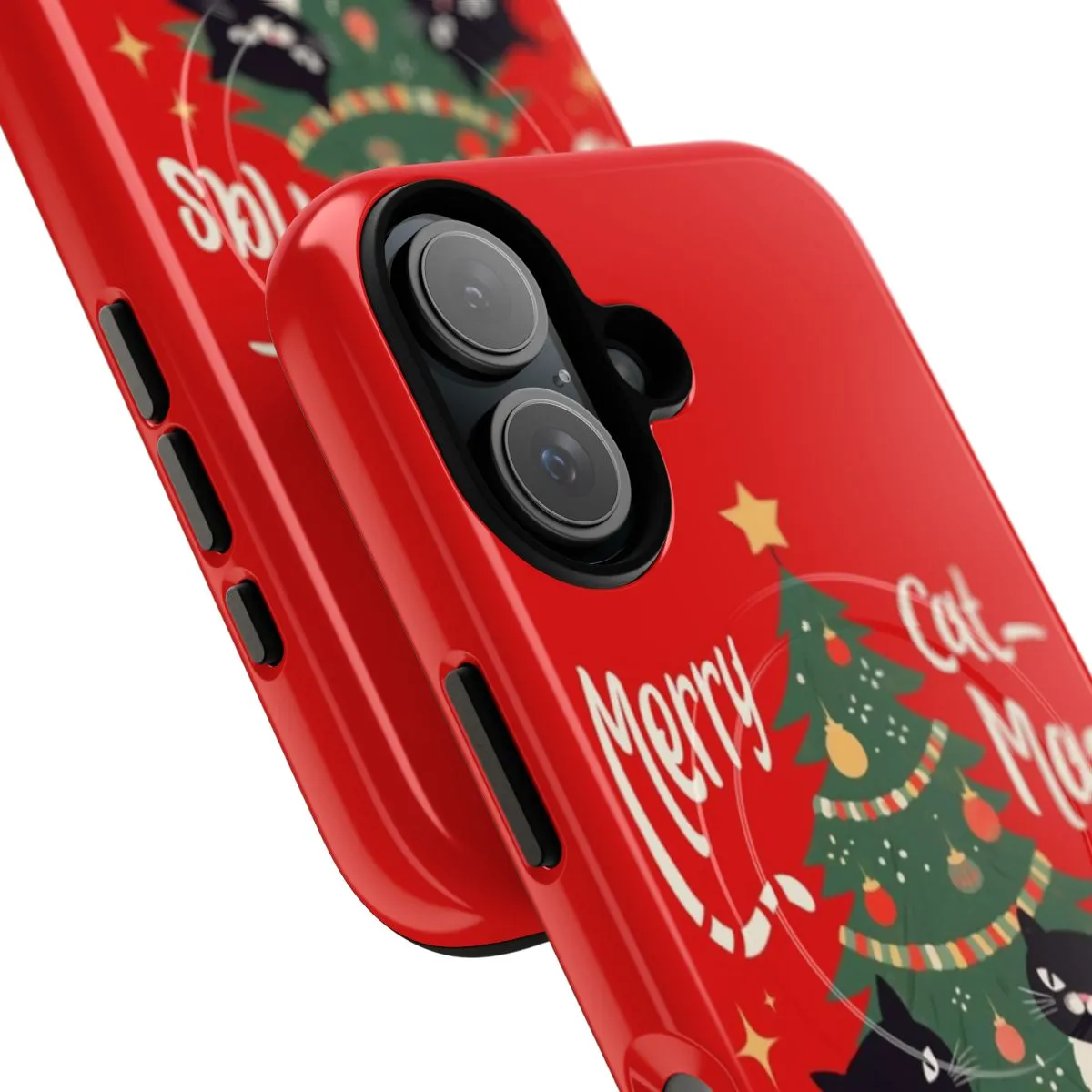 Amusing Cats Christmas Phone Case with Magnetic Tough Design