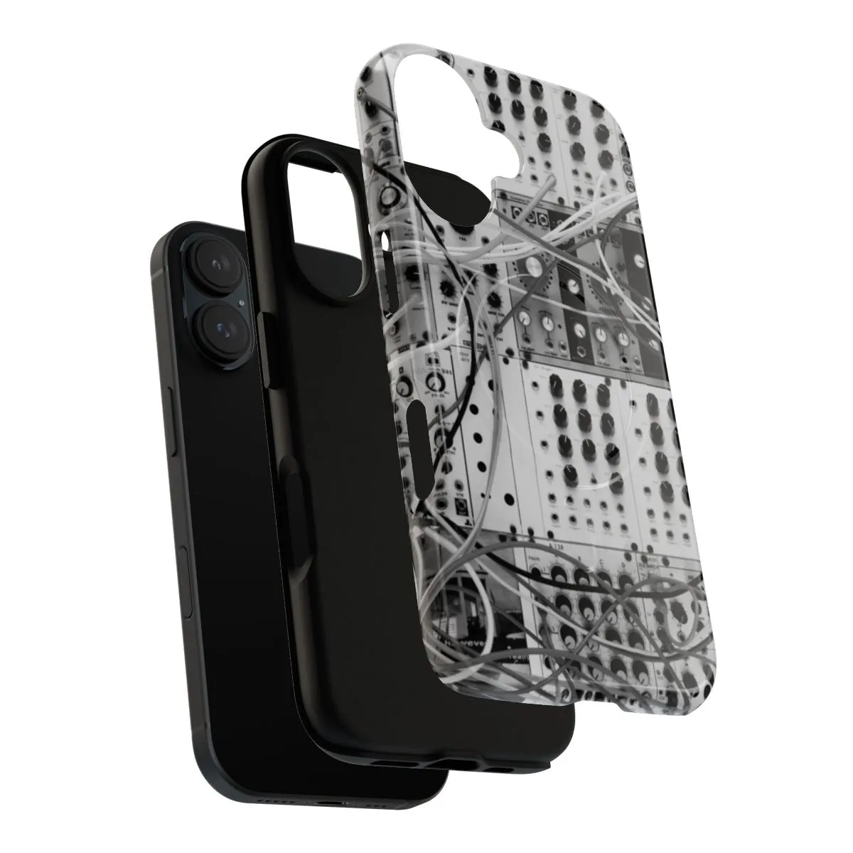 Analog Synthesizer-Inspired Modular Phone Case - Black & White