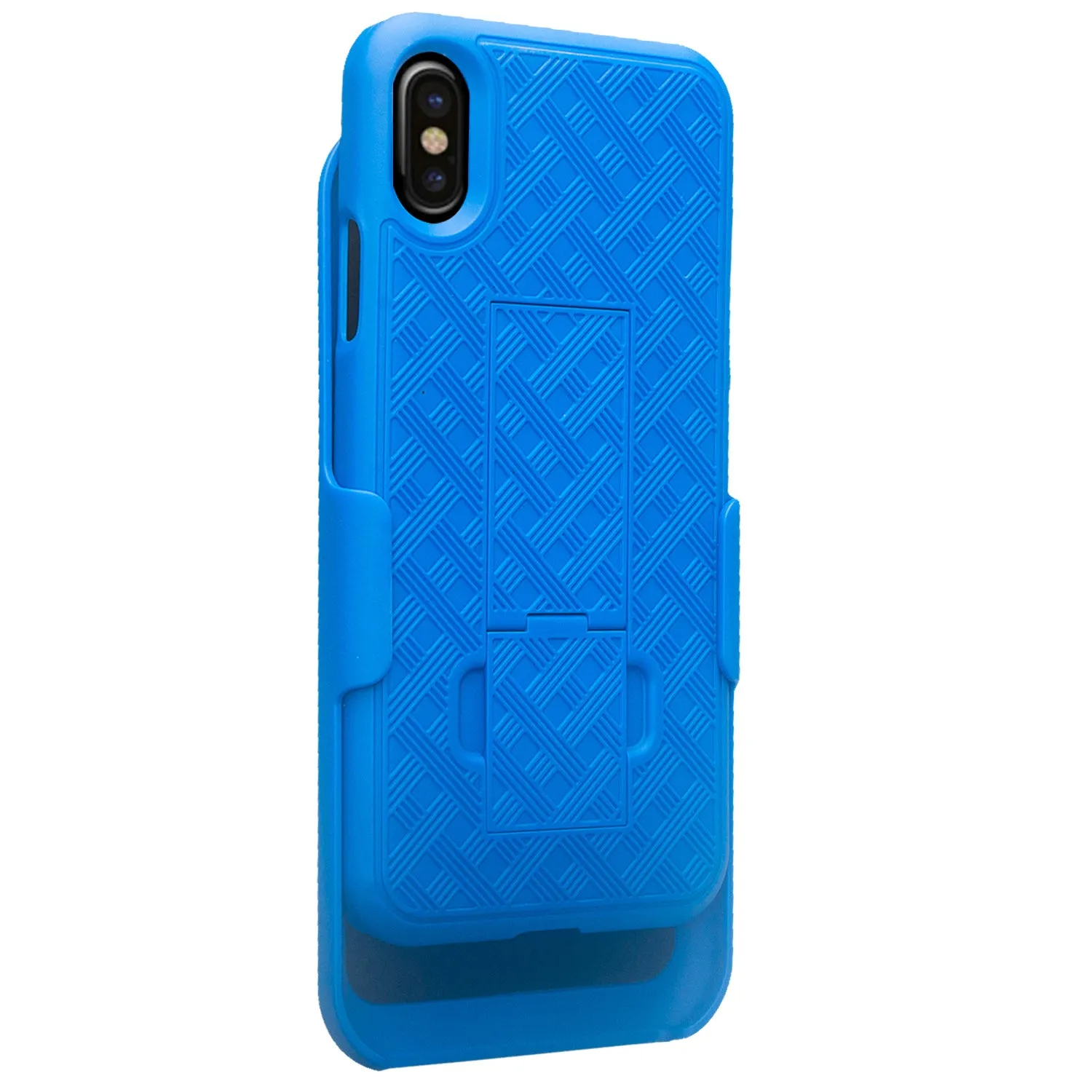 Apple iPhone X Case / Iphone XS, Slim Rotating Swivel Lock Rugged Holster Shell Combo Case Cover - Blue