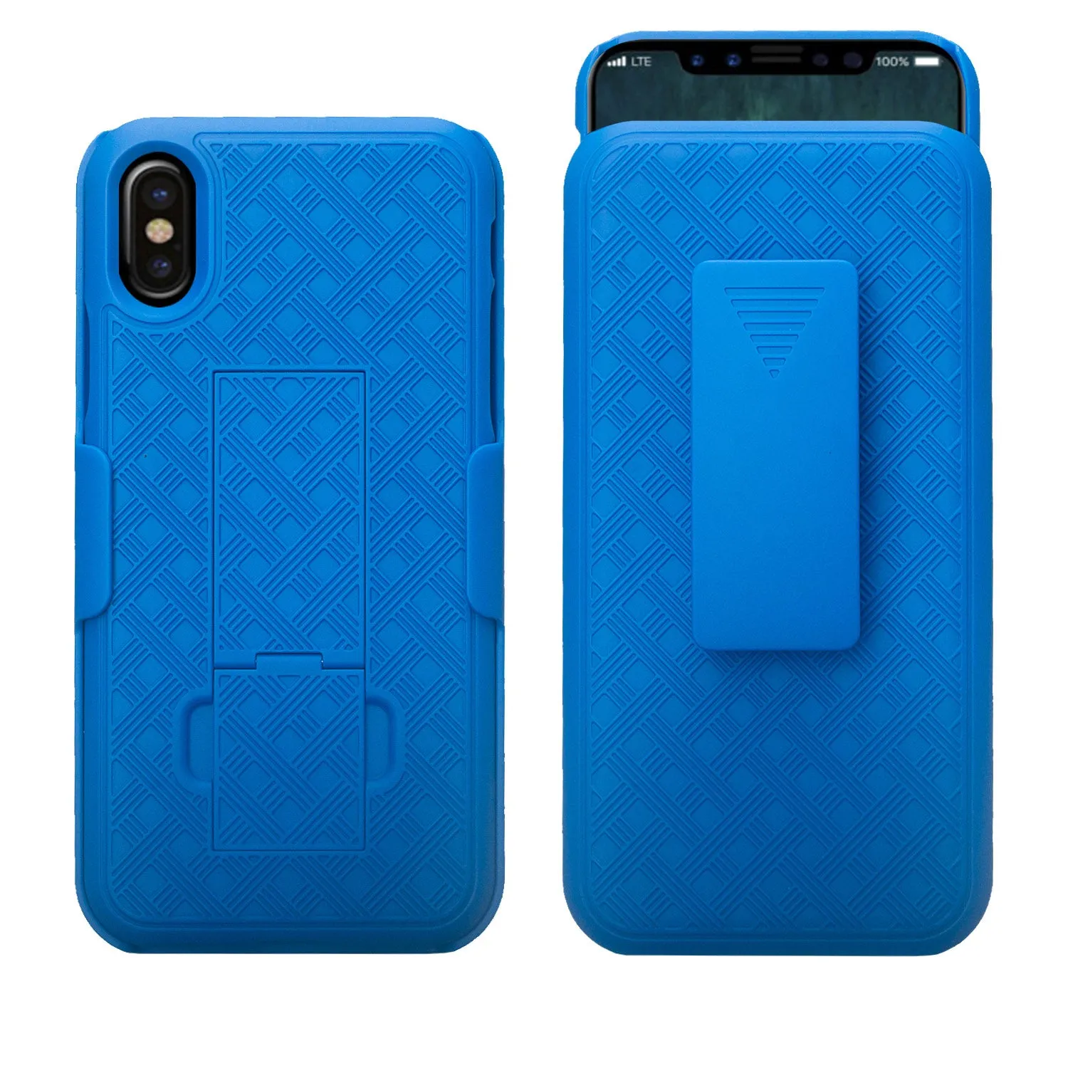 Apple iPhone X Case / Iphone XS, Slim Rotating Swivel Lock Rugged Holster Shell Combo Case Cover - Blue