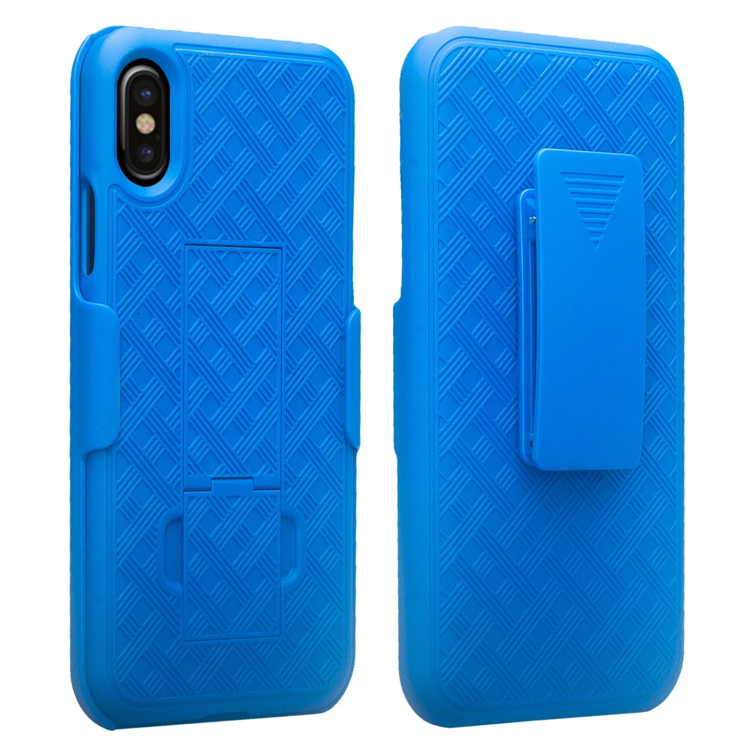 Apple iPhone X Case / Iphone XS, Slim Rotating Swivel Lock Rugged Holster Shell Combo Case Cover - Blue