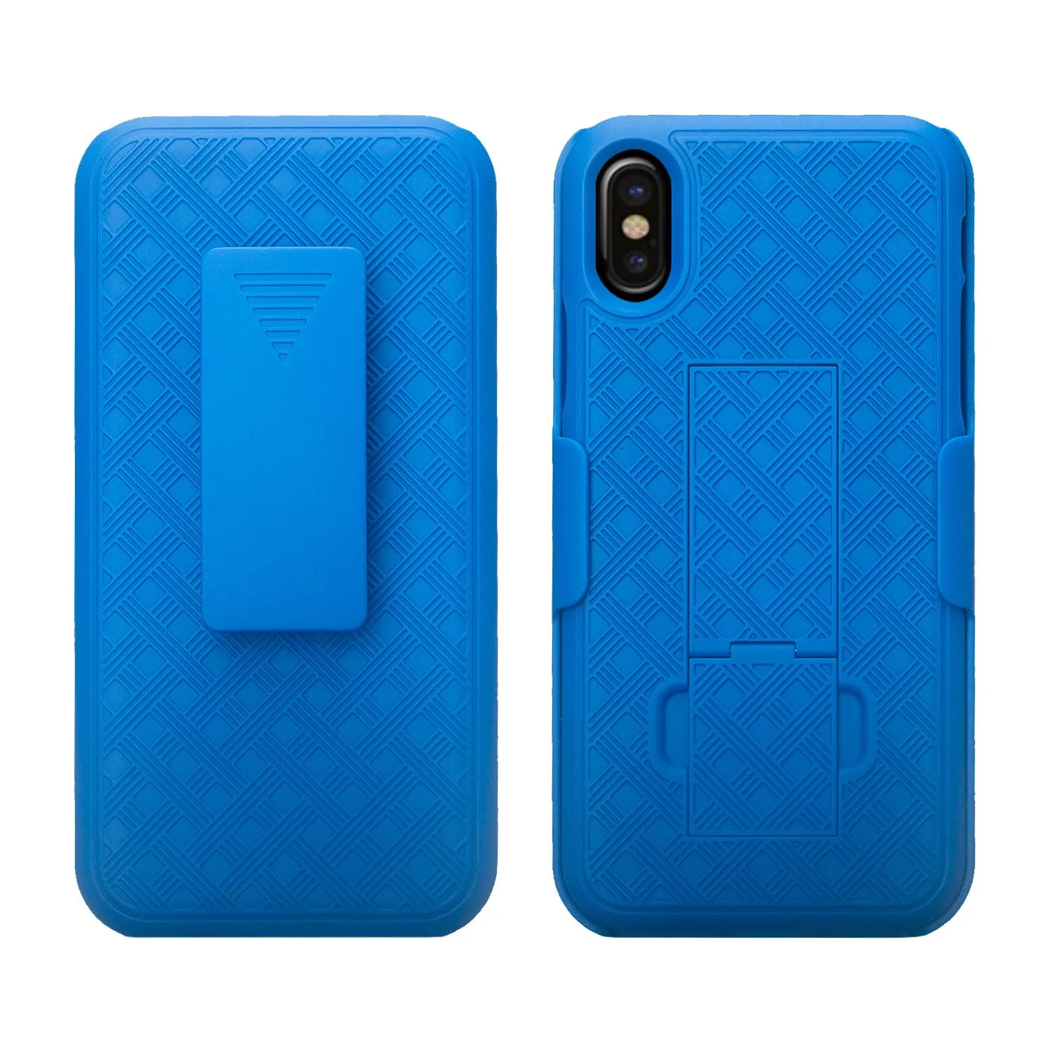 Apple iPhone X Case / Iphone XS, Slim Rotating Swivel Lock Rugged Holster Shell Combo Case Cover - Blue