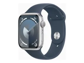 Apple Watch Series 9 (Gps) - 45 Mm - Silver Aluminium - Smart Watch With Sport Band - Fluoroelastomer - Storm Blue - Ban