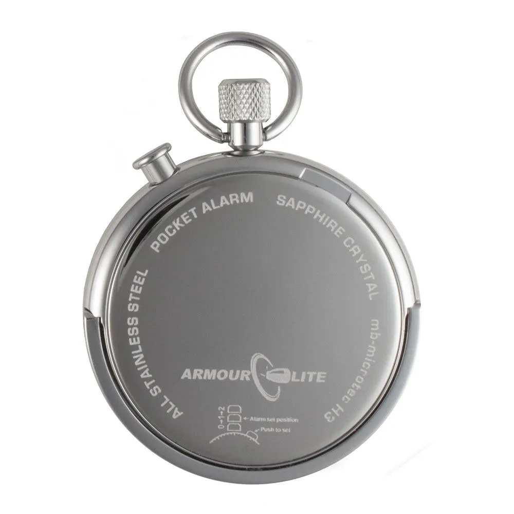 ArmourLite Alarm Clock Pocket Watch With Stand - White Dial - Stainless Steel