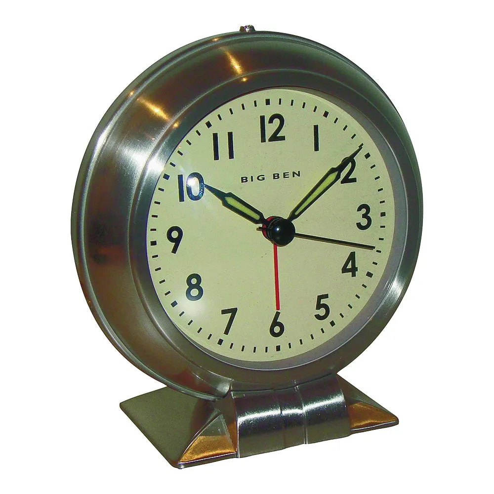 BIG BEN 90010 Alarm Clock, AA Battery, Steel Case