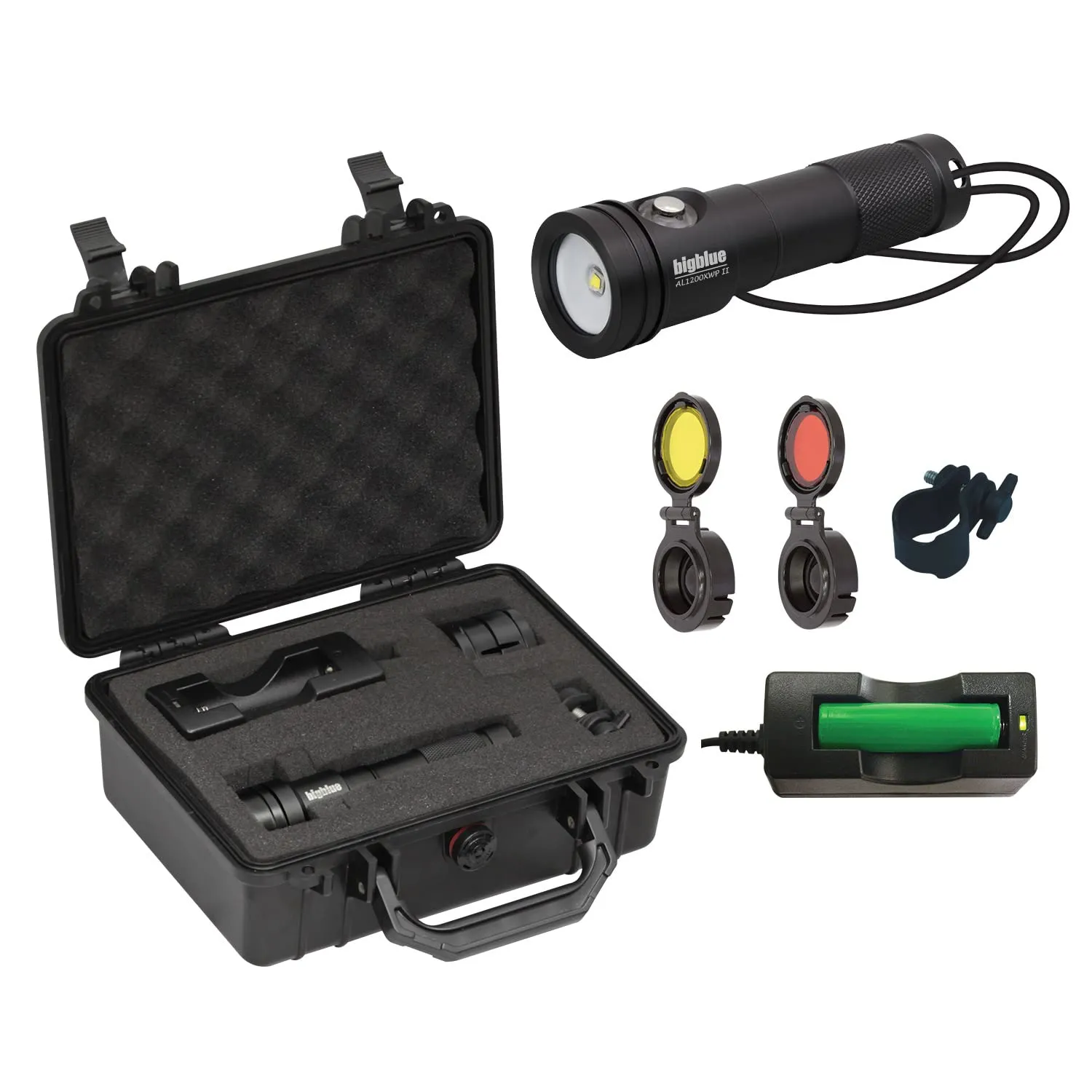 Bigblue AL 1300 Lumen Extra-Wide Beam Dive Lights (AL1300XWP) with Hard Case