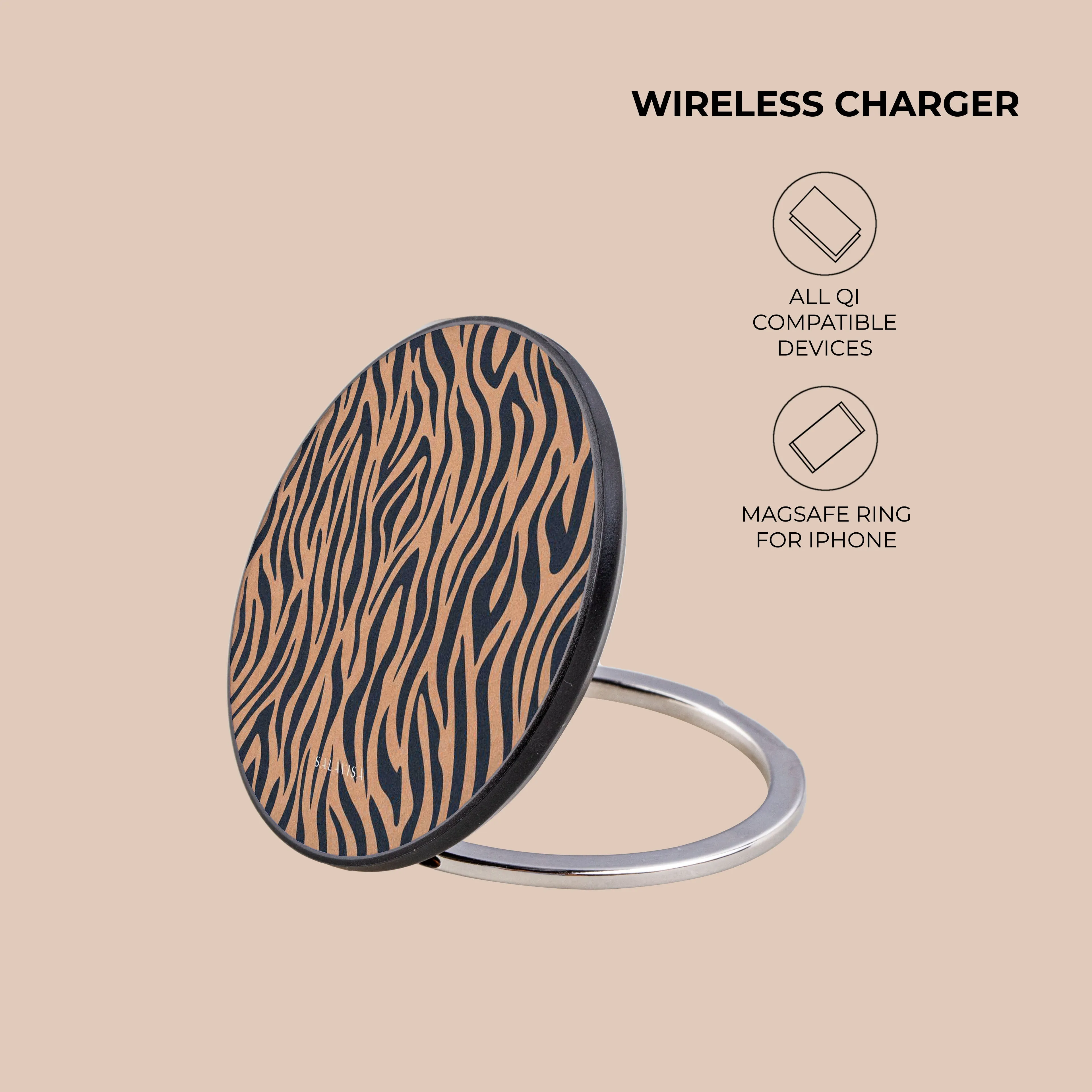 Blue Copper Zebra Wireless Charger