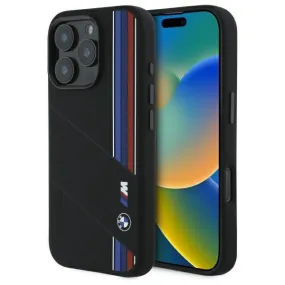 BMW M Series Silicone Cut Tricolor Lines Case with MagSafe for iPhone 16 Pro Max 6.9" Black - BMHMP16X23SCUK