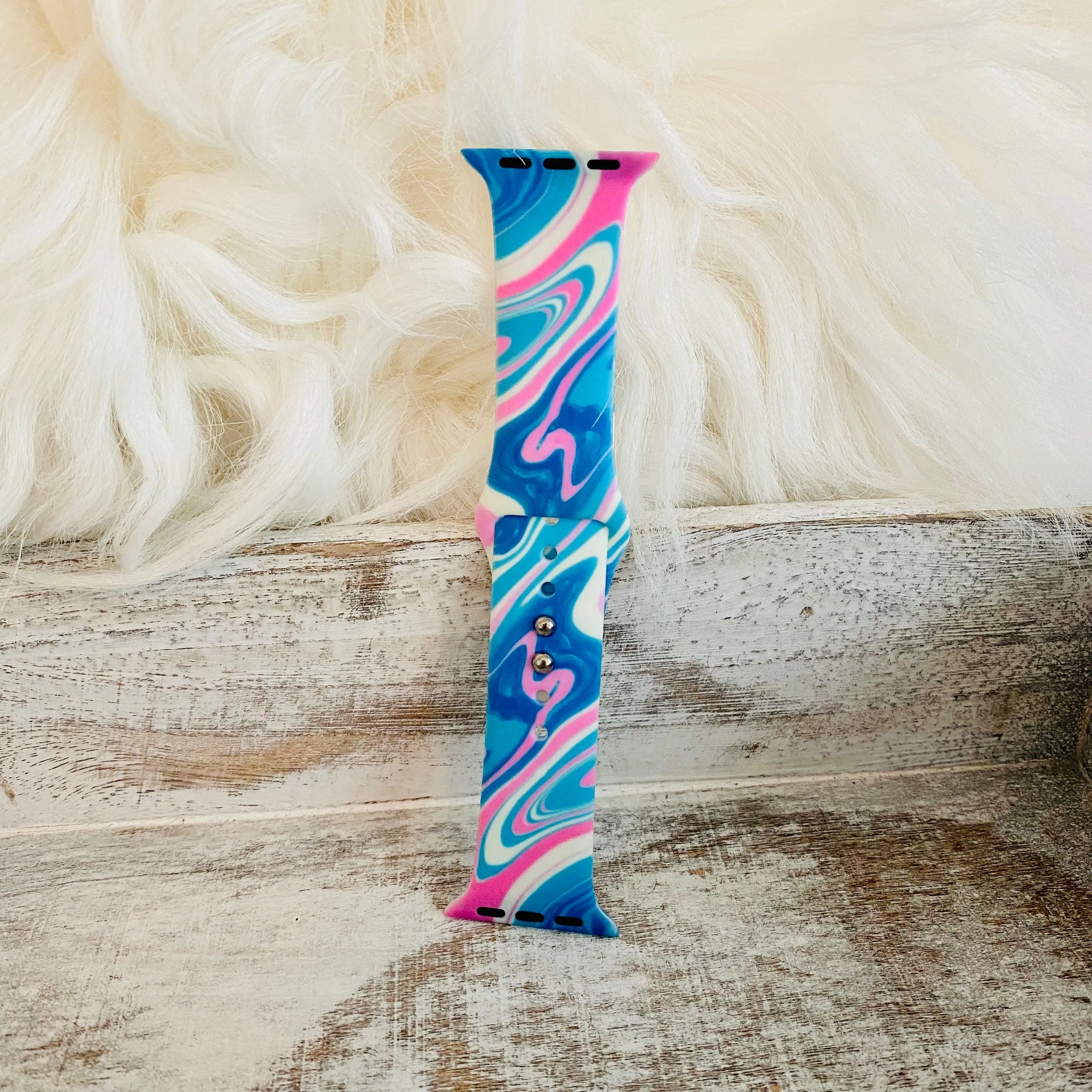 Bubble Gum Tie Dye Print Silicone Band For Apple Watch