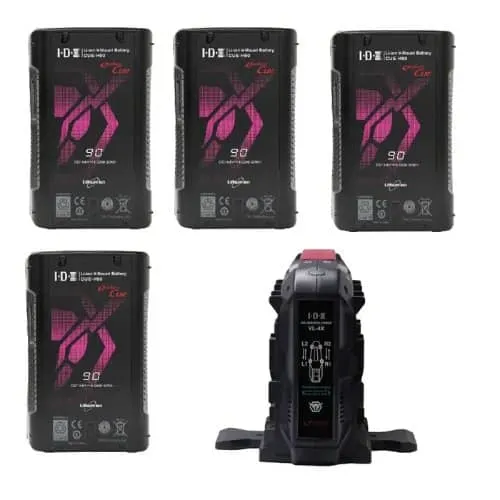 Bundle Includes 4x ID-CUE-H90 Batteries and 1x VL-4X 4-Channel Dual Sequential Charger