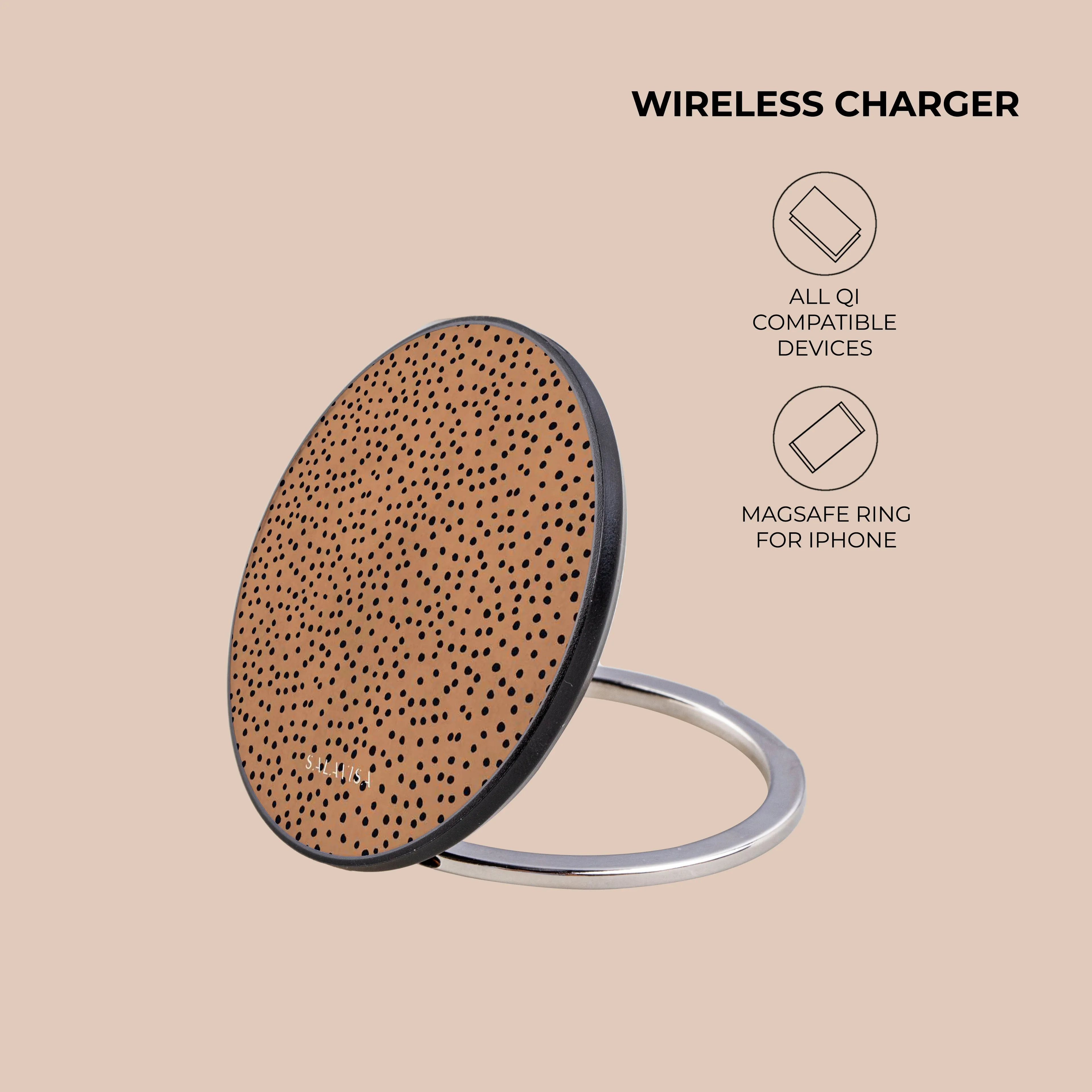 Burnt Orange Polka Dots Wireless Charger