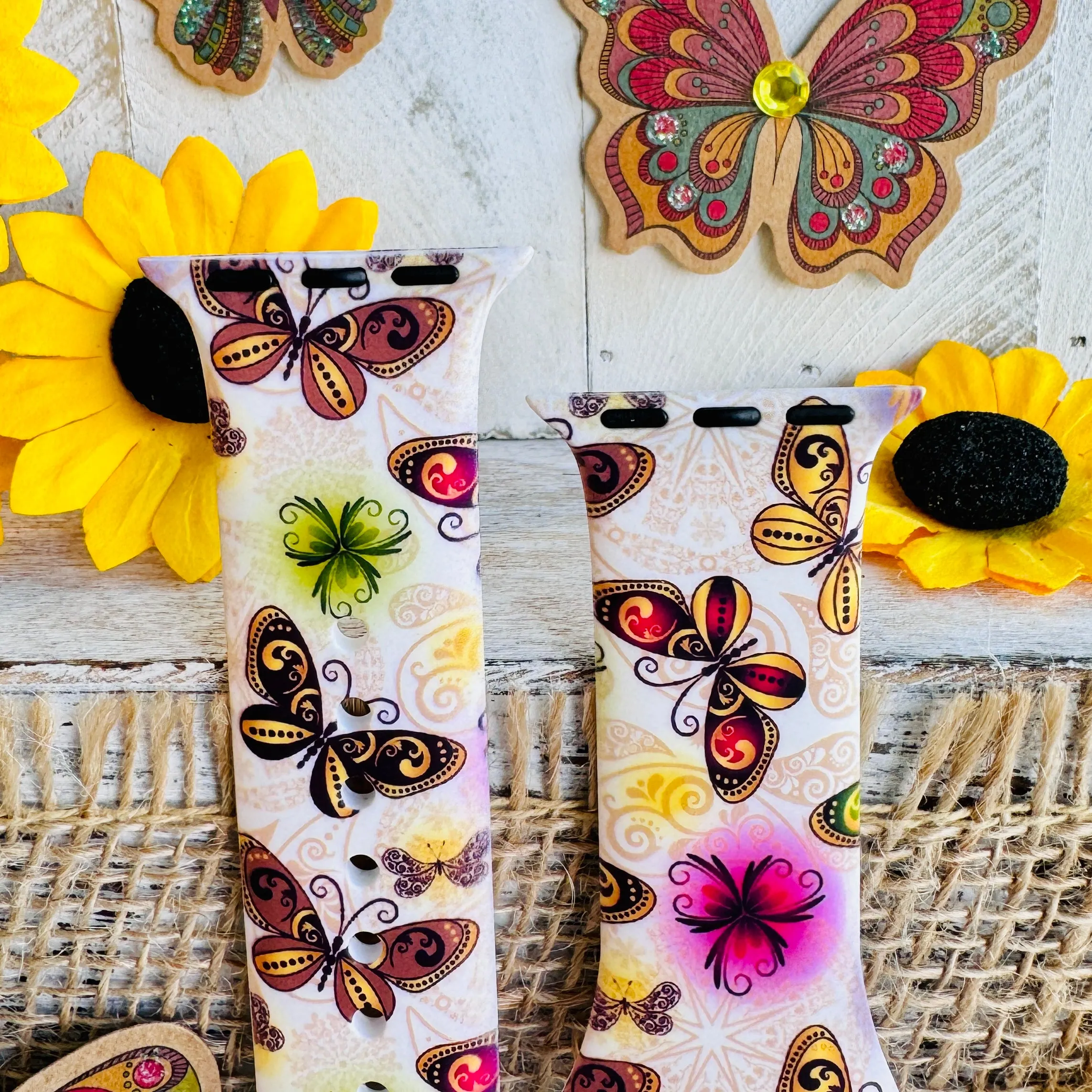 Butterfly Bliss Print Silicone Band For Apple Watch