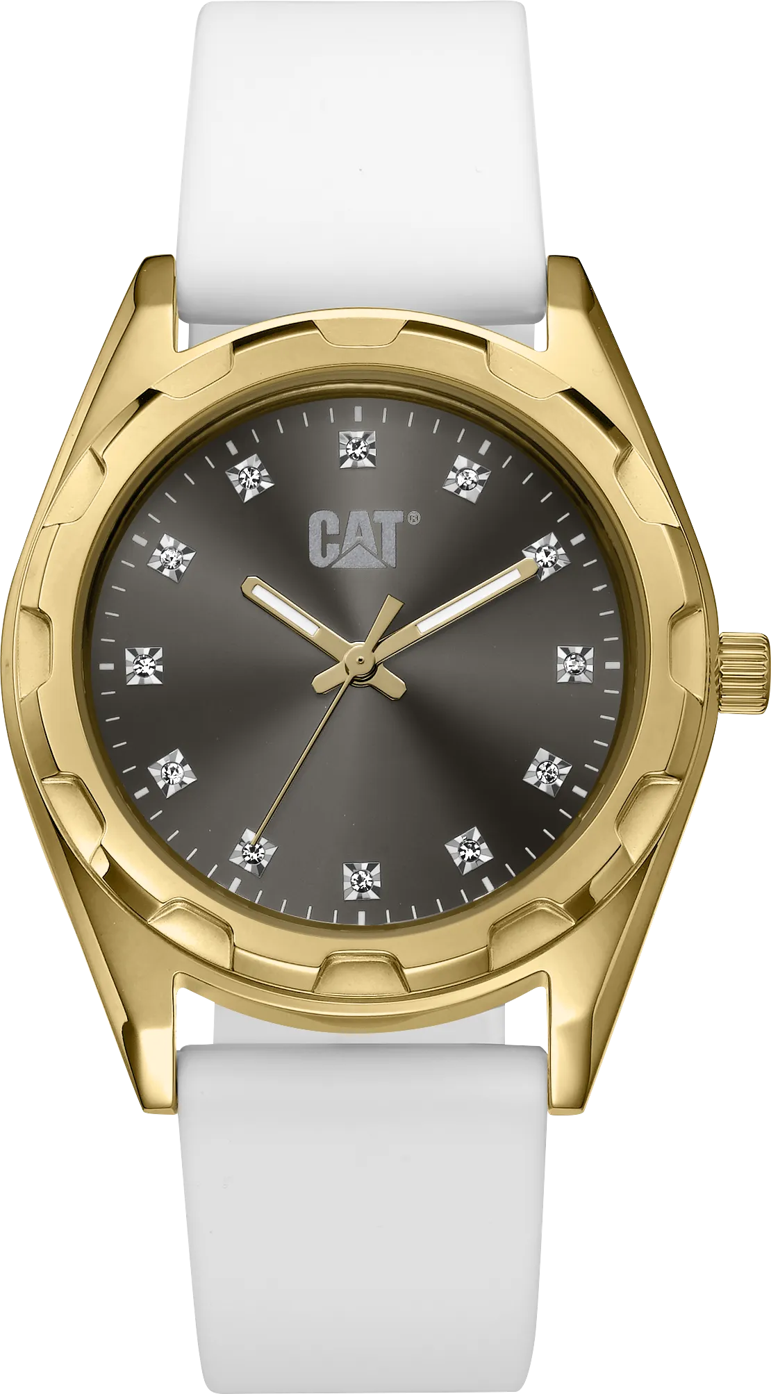 Cali Lady Watch Grey Dial Stainless Steel w/White Silicone Strap