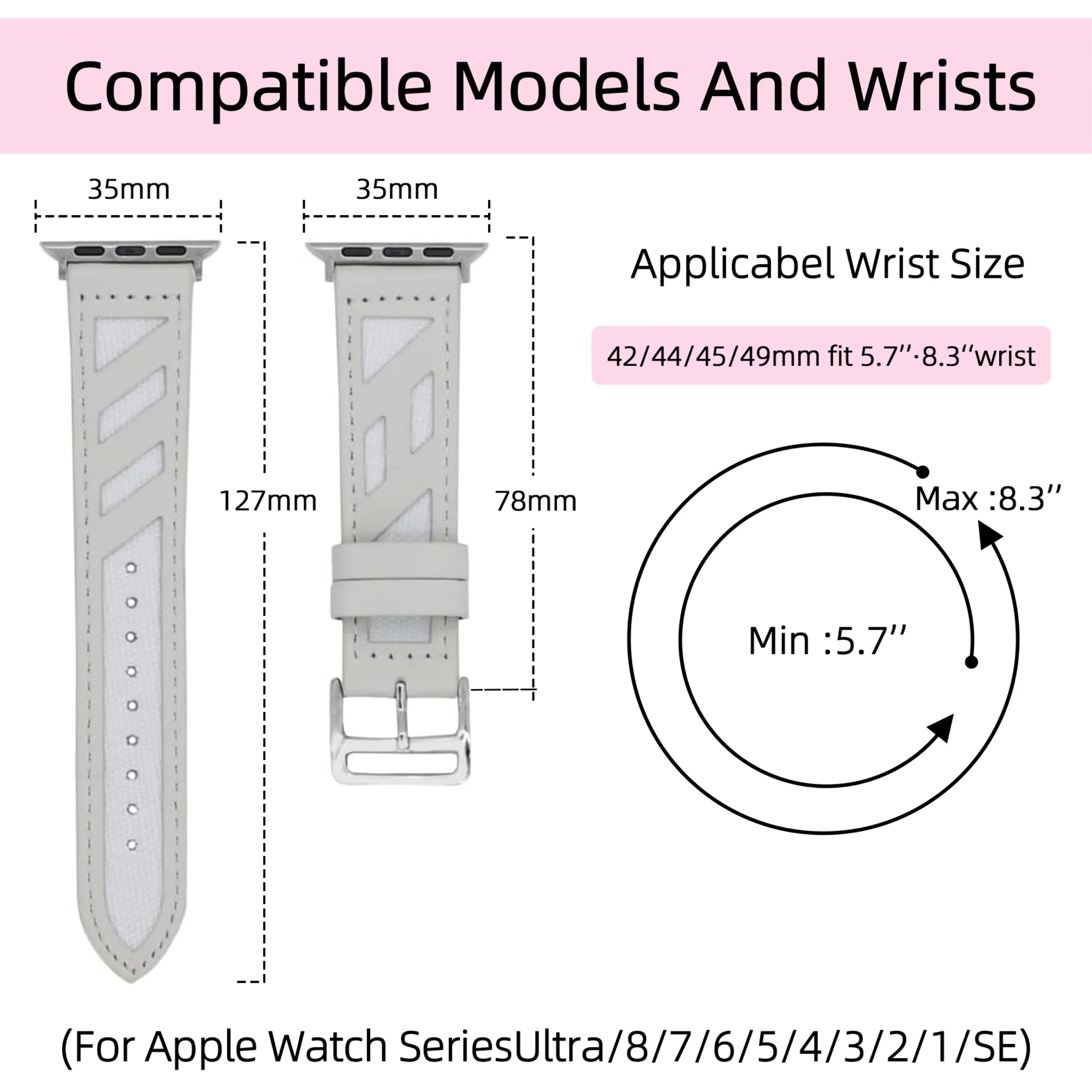 Canvas Couture Leather Band For Apple Watch Multiple Colors Available