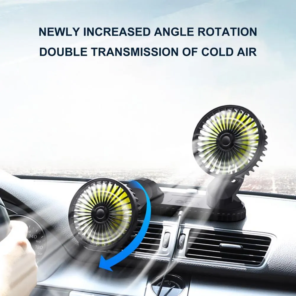 Car Dashboard Double USB Cooling Fan