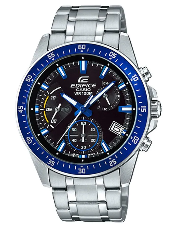 Casio Edifice EFV540 Series Mens Watch - Chrono - Black & Blue  Dial - Stainless