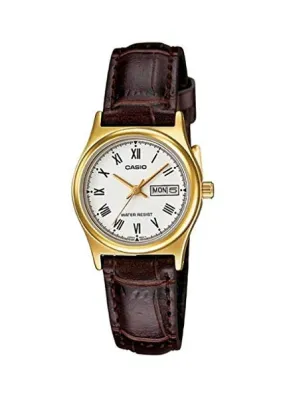 CASIO LADIES ANALOGUE WATCH BROWN LEATHER STRAP LTPV006GL-7B