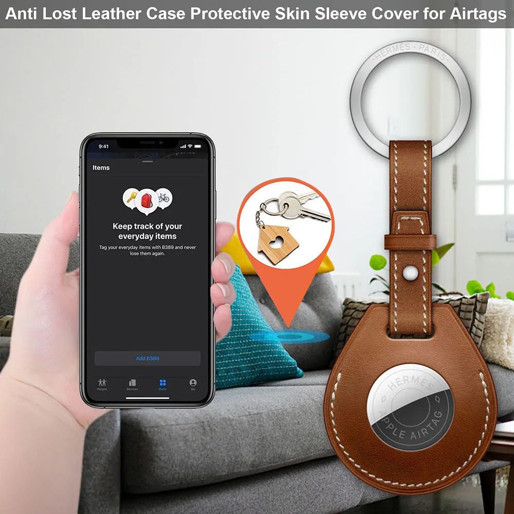 Chestnut Brown Leather Case for AirTag