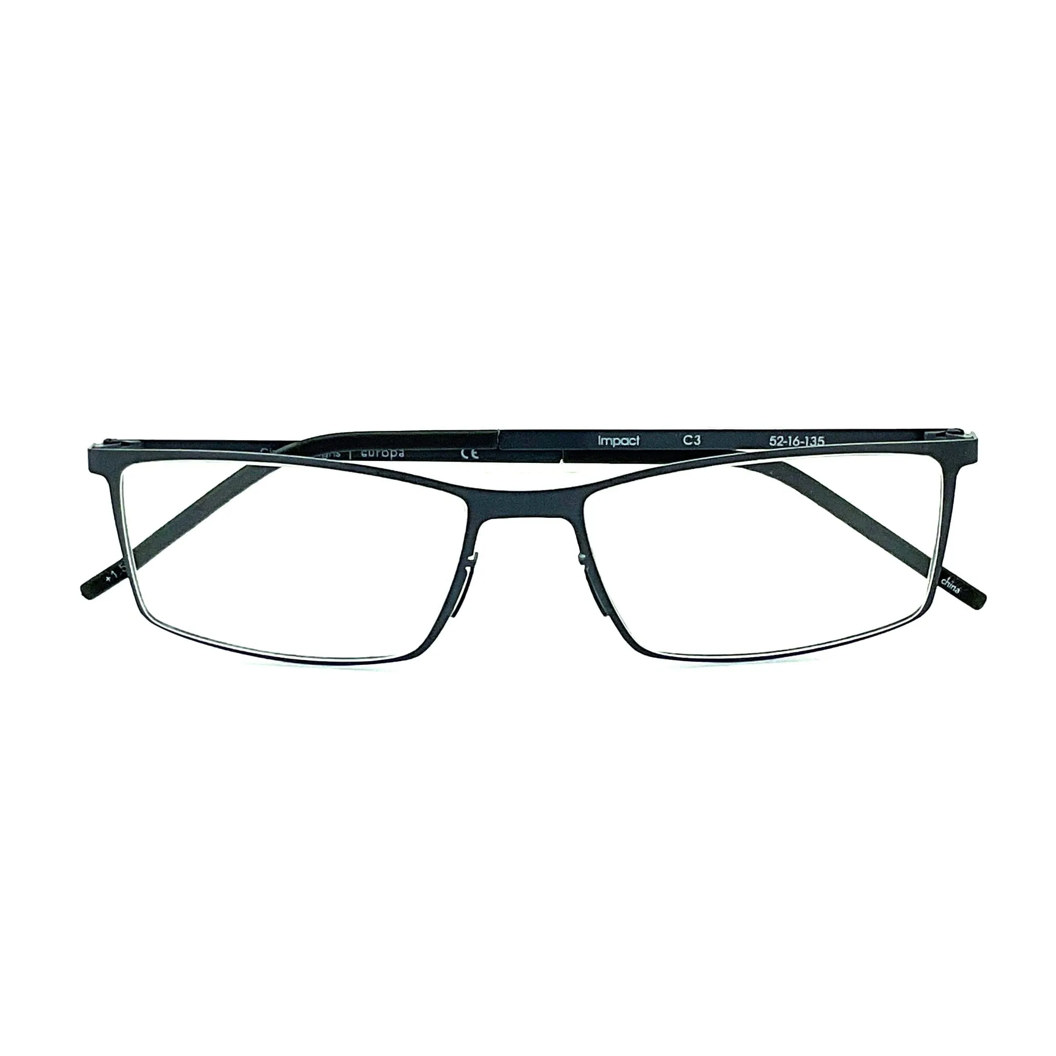 Cinzia Impact Rectangular Frame Metal Flex Reading Glasses with Case