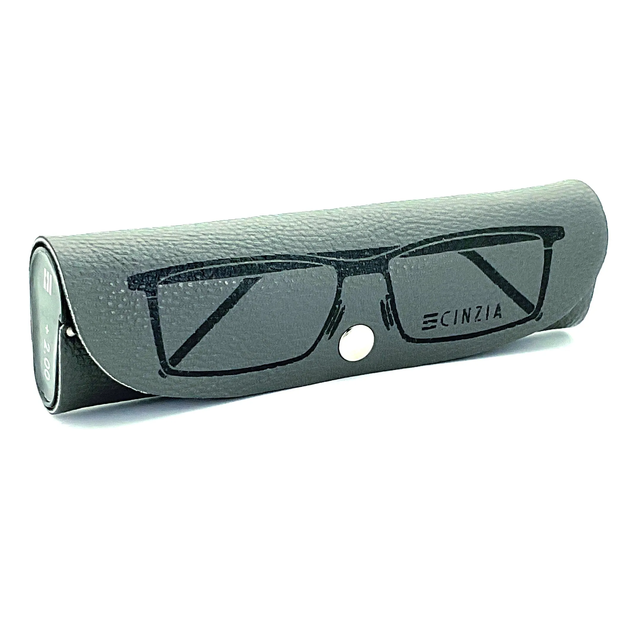 Cinzia Impact Rectangular Frame Metal Flex Reading Glasses with Case