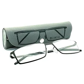 Cinzia Impact Rectangular Frame Metal Flex Reading Glasses with Case